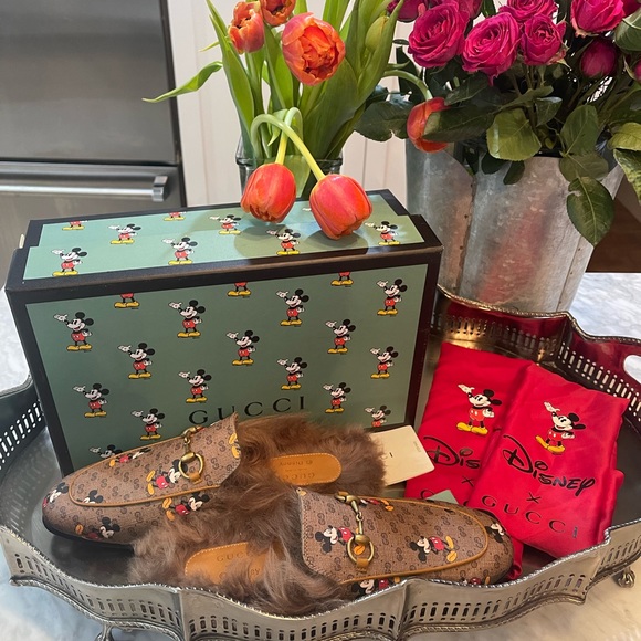 GUCCI X DISNEY Mini Vintage GG Supreme Monogram Mickey Mouse Fur Womens 37.5 - Picture 12 of 16